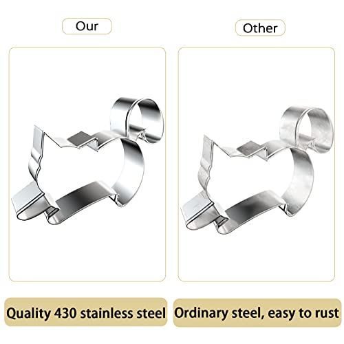 9 Pcs Cat Cookie Cutters Set, Assorted Cat Shape Metal Cookie Cutters, Cat Face, Cat Butt, Cat Paw Cookie Cutters Molds For Baking Cat Party Supplies, Silver #TOP4