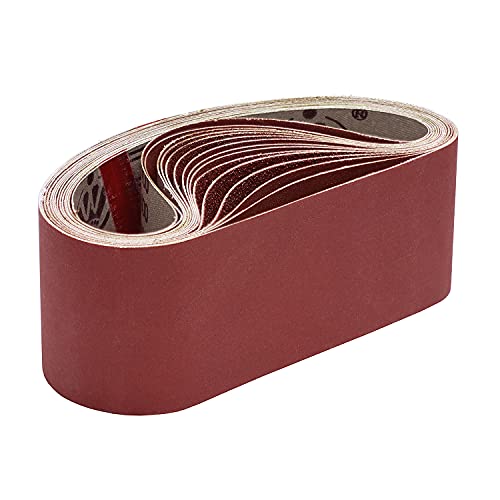 KITEOAGE Bandas de Lija 15 Piezas 533x75 mm Papele de Lija, Bandas de Lijado 3 x Granos 80/120/150/240/400 Banda Abrasiva para Lijadora de Banda