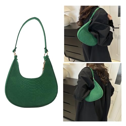 Women's Brown Crescent Shoulder Bag. Classic, Contemporary Style. Felt. Secure Pockets. All Seasons. Casual, Travel Occasion.2