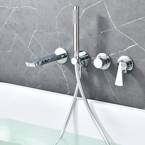 Mitigeur de bain douche encastré or brossé haut de gamme à double fonction