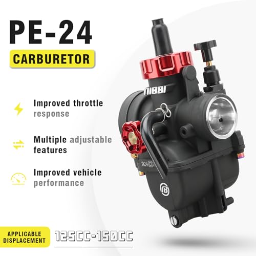 Image of NIBBI 24mm Carburetor with CNC 48mm Air Filter kit,PE24 Carburetor fit for 150cc Pit Bike,Upgrade for SSR150cc Apollo150cc X-PRO150cc Performance Parts