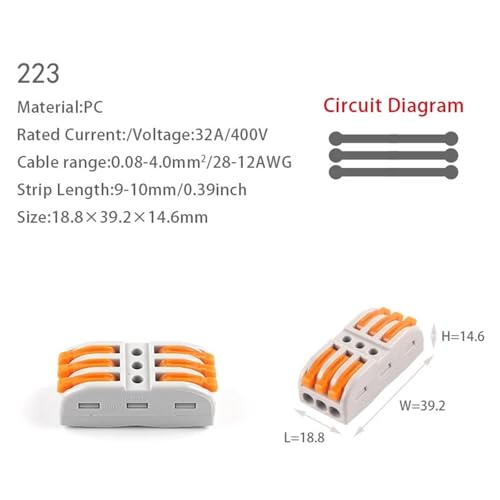 Connecteur de câblage rapide répartiteur universel combiné SPL 222 insertion câble - 2