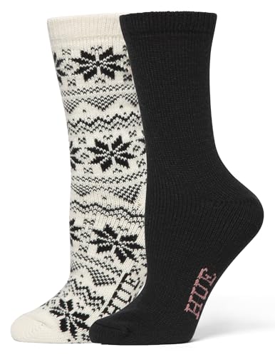 Image of HUE womens Crew Length Boot Socks, 2 Pair Pack