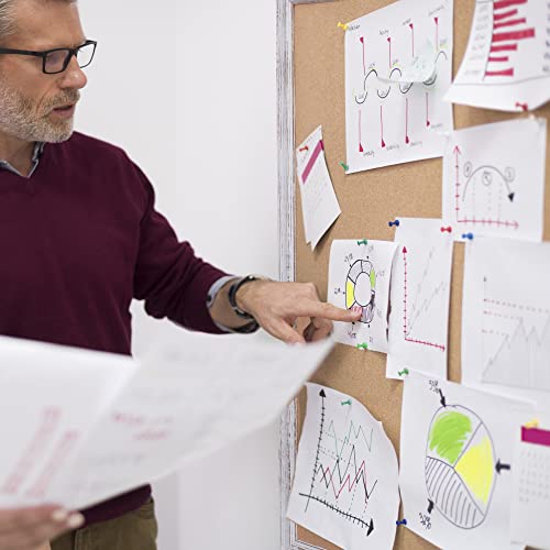 Board2By Cork Board Bulletin Board 24 X 18 Inches, White Wood Framed Corkboard, Office Board For Wall Decorative, Large Wall Mounted Notice Pin Board With 16 Push Pins For School, Home & Office #TOP1