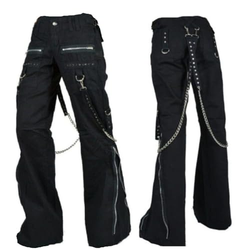 Women's Chains Black Rhinestones Gothic Punk Emo Pants Straps Baggy Pants2