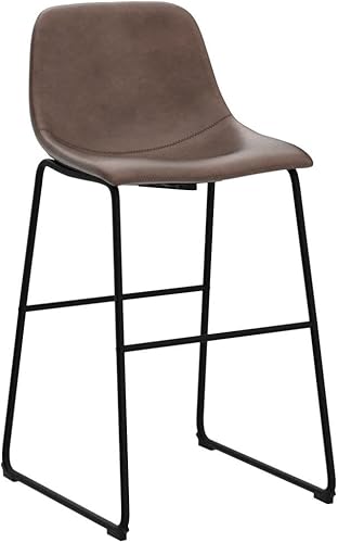 Miniatura 6 de Rfiver Pu Faux Leather Bar Stools Set of 4, Industrial Pub Barstools with Back and Footrest, Modern Armless Bar Height Stool Chairs (Brown, 30"