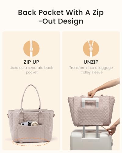Image of LOVEVOOK Teacher Tote Bag for Women, Quilted Work Tote Nurse Laptop Bag, Large Computer Shoulder Bags with Zipper for Travel
