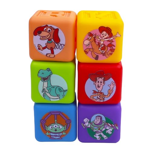 Toy Story Cube Bath Squirters 6-Piece Bath Toys for Toddlers & Kids 3+ Stackable Cube Squirters for Tub Pool & Water Play