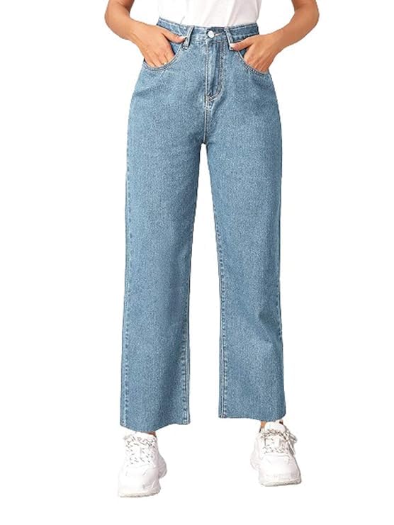 Image of Straight-fit Jeans for Women are a Versatile, Timeless Denim Style That Offers a Relaxed, consistent Width from The Hip to The Ankle.