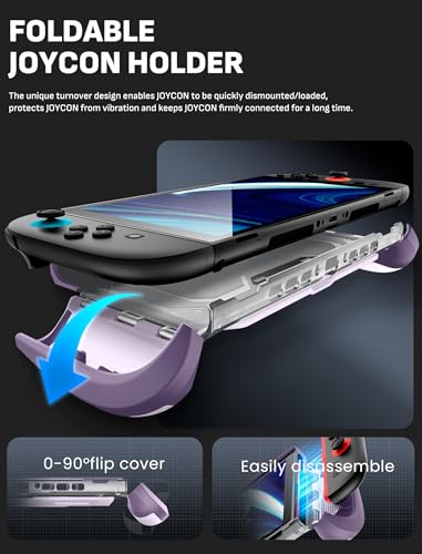 Image of Mumba Dockable for Nintendo Switch 2 Case with Flip Stand, [Titan] Ergonomic Switch 2 Grip Protective Cover Holds 5 Game Cards & 2 TF Cards TPU Accessories and Quick-Release Joy-Con Design