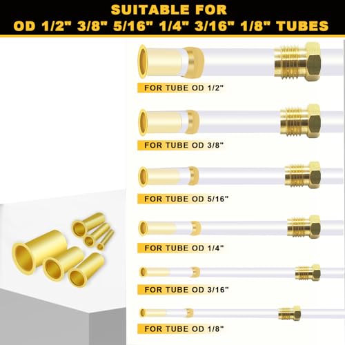 Image of Siptenk 236PCS 1 /2 inch 3 /8 inch 5 /16 inch 1 /4 inch 3 /16 inch 1 /8 inchBrass Compression Tube Insert