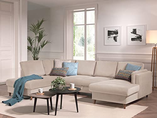 Lisa Design - Brooke - canapé d'angle panoramique - Convertible avec Coffre - 7 Places - Style Contemporain - Gauche