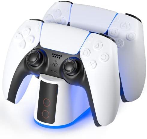 Charger Station for PS5 Controller with Adjustable RGB Light, 2H Fast Charging Dock for Playstation 5 Controller, LED IndicatorClick-in Design, Safe Intelligent Protection for PS5 Controller