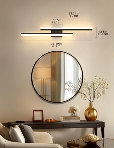 Image of L LOHAS LED Bathroom Vanity Light Bar Over Mirror 3CCT 32Inch Modern Black