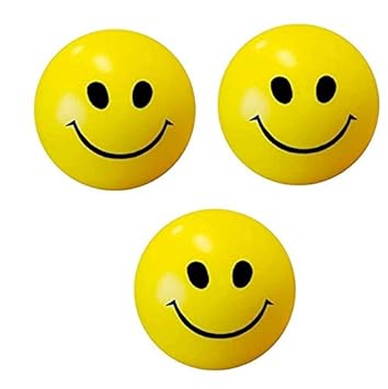 GNR Smiley Balls/ Smiley Face Squeeze Ball/Health Benefits of Stress Balls - Pack of 3 | Yellow Color