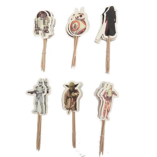 iMagitek 48 Pack Star Wars Cupcake Toppers Cake Picks Decorations for Kids Birthday, Star Wars Theme Party