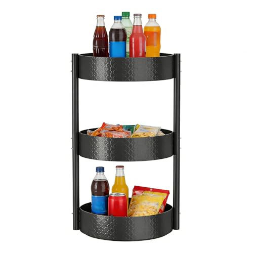 Generico Carosello per la conservazione delle spezie - Organizer girevole da banco, scaffale da cucina con vassoio girevole a 360°, supporto per vasetti multipli con design compatto e impilabile, di