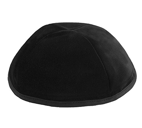 Ahead Black Velvet Kippah - Clássico, confortável, respirável Yarmulke da, Black Velvet 4 Panel With