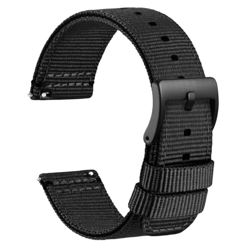 Image of WOCCI Nylon Watch Bands, Contrast Woven Design, Quick Release, Stainless Steel Buckle, Band Width 20mm 22mm 24mm 26mm