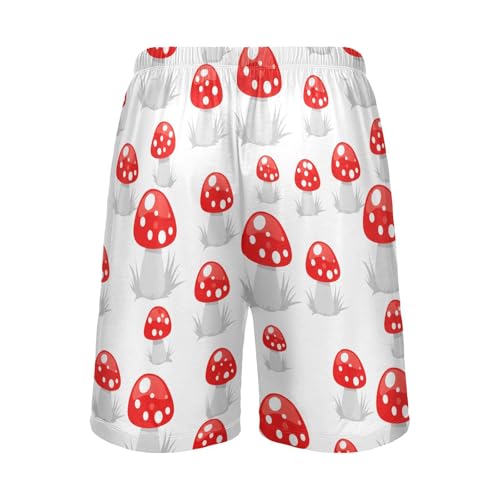 Red White Mushroom Pajama Shorts for Men Lounge Pants Pjs Bottoms Lounge Sleep Shorts Mens Pajama Shorts with Pockets, S-XXL2