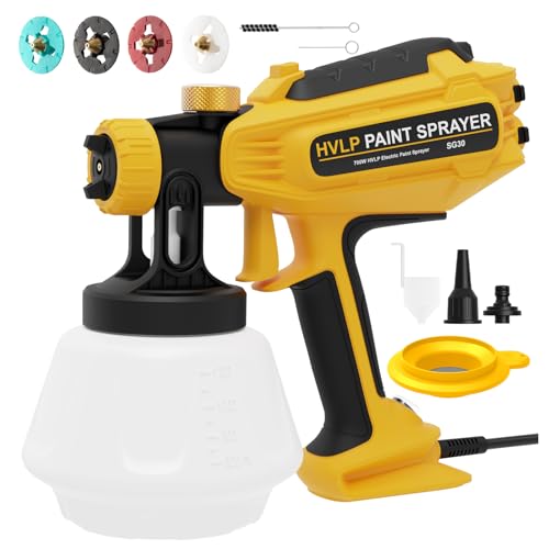 Paint Sprayer-700W HVLP Electric Spray Paint Gun with Adjustable Spray Width, 4 Nozzles & 3...