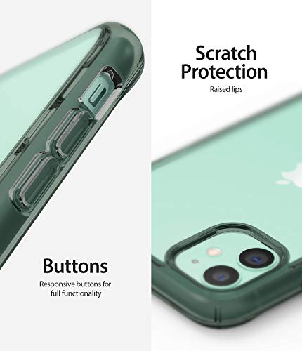 Image of Ringke Fusion for iPhone 11 Case Back Cover, Transparent PC Back TPU Bumper Scratch Resistant Natural Form Phone Cover for iPhone 11 Back Cover Case - Pine Green