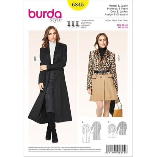Burda Patrón 6845 Abrigo y Chaqueta