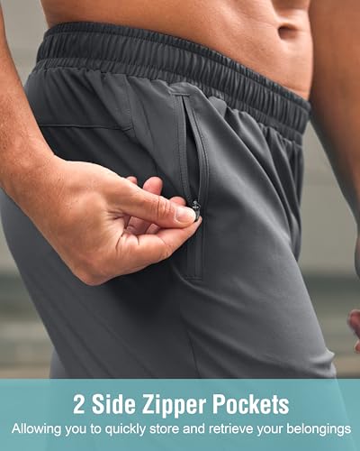 Image of G Gradual Men's Athletic Running Shorts with Zipper Pockets Quick Dry 7 inch / 5 inch / 9 inch Workout Gym Shorts for Basketball Hiking