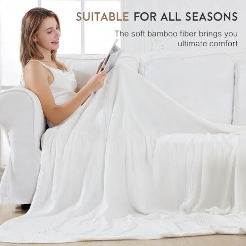 Image of AmyHomie Cooling Waffle Blanket Queen Size, 100% Rayon Derived from Bamboo