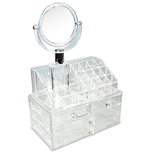 Mooca Luxury Acrylic Cosmetic Make Up Organizer With Two Sided Mirror