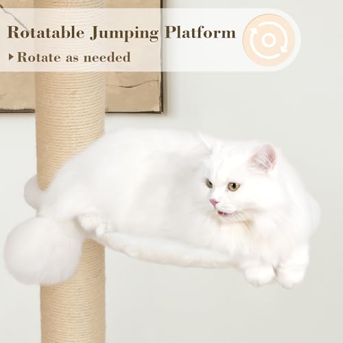 Image of KAMABOKO Modern Cat Tree, 53 inch Tall Cat Trees for Indoor Cats, Cat Condo Natural Sisal with Scratching Posts, Hand-Woven Tower & Top Perch, Cat-Tree for Kittens Climb Play & Rest