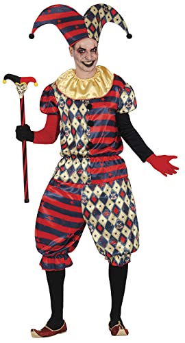 FIESTAS GUIRCA Arlequin Diamand Costume - Clown Bouffon Cirque de la Terreur Déguisement d'Halloween Homme Taille 52-54 L