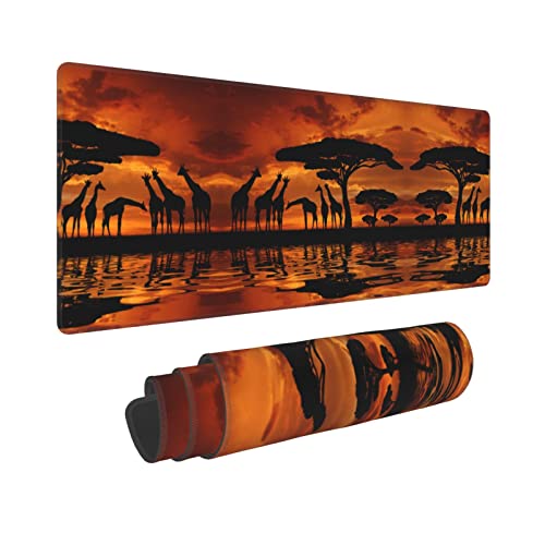Tapis de souris surdimensionné bords cousus motif girafe