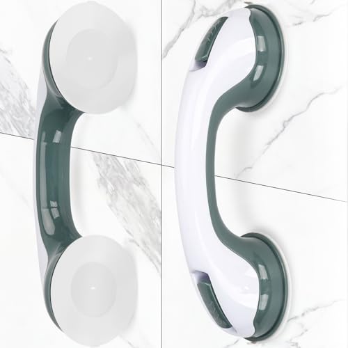 2-Pack Shower Handle Safety Grab Bars with Suction Cups for Bathtubs and Showers - Bathroom Rails Aid for Seniors, Elderly, Handicap - Wall & Bath Tub Toilet Support 12Inch