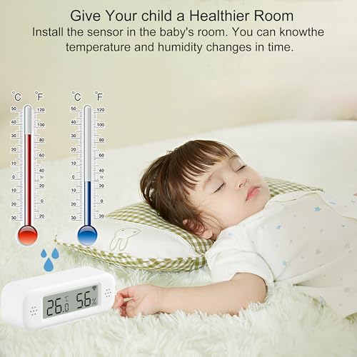 Combbox WLAN Hygrometer Thermometer für Innen, Temperaturs- und Feuchtigkeitssensor mit Benachrichtigungsalarm, kostenlo