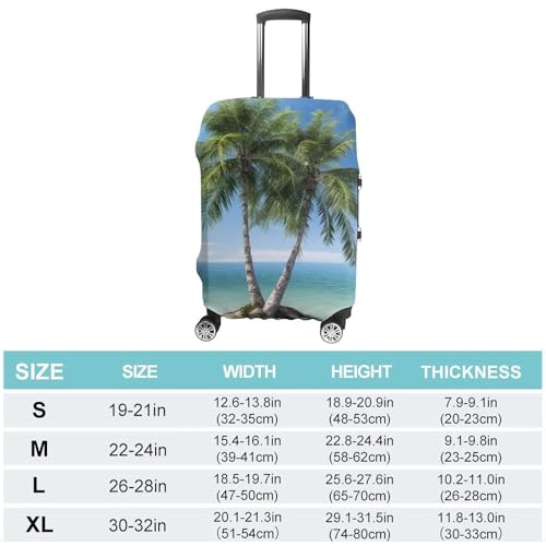 Sea Palm Trees Travel Luggage Cover Anti-scratch Suitcase Cover Elastic Suitcase Protective Cover Fits 19-32 Inch Luggage L2
