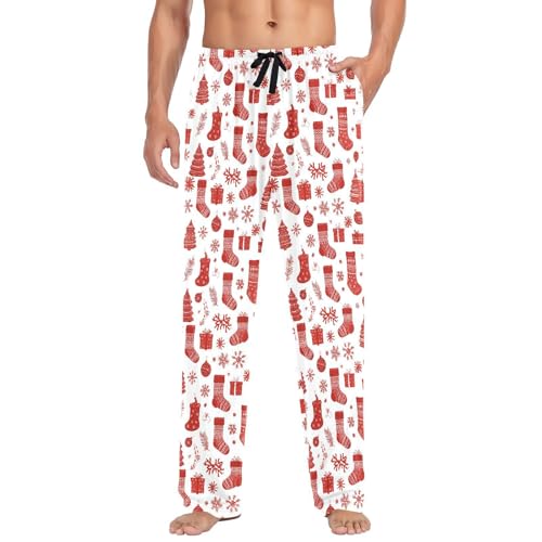 Christmas Stocking Men's Pajamas Pants Cotton Sleep Bottoms Pants Lounge Sleepwear - S
