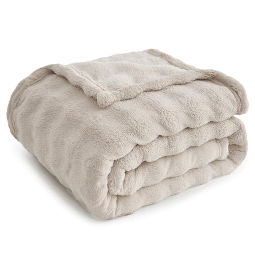 Topfinel Coperta Pile Matrimoniale,Plaid Termica Pelosa Morbida,Calda e Confortevole,OEKO-TEX,Adatta per l’uso Moderno Estivo su Divano, Letto e Durante il Picnic,Beige,220 x 240 CM