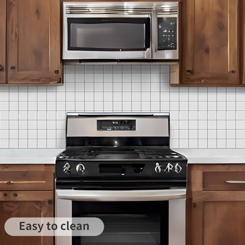 DEWOO Square Peel and Stick Backsplash Tiles Self Adhesive Subway Checkered Grid for Kitchen Bathroom Wall White (10-Sheet,12"×12") - Image 6