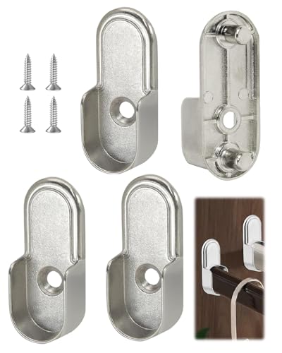 JTKREW 4 Pièces Support Tringle Vêtements, Fixation Murale Monotrou Robuste et Durable pour Barre de Penderie, Installation Facile, Optimisation de l'Espace...