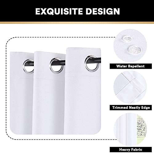 Image of PrinceDeco White Blackout Curtains Linen Curtains 96 Inches Long 100% Blackout Room Darkening Curtains & Drapes with White Liner Faux Linen Fabric Window Curtain Panels for Living Room /Bedroom