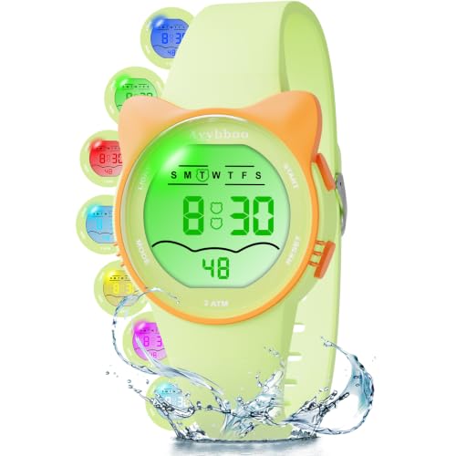 Image of Kids Digital Analog Watches for Girls Boys, 7 Color Lights Waterproof Cute Wristwatches for Kids with Alarm Stopwatch, Great Present for Girls Boys Ages 5-13