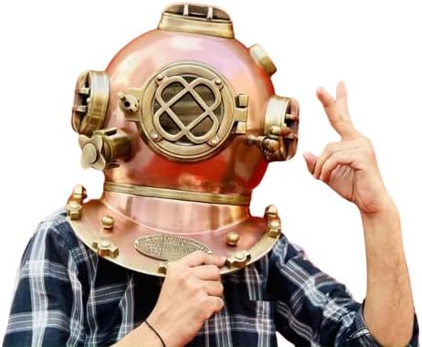 Diving Helmet ~ US Navy Mark V 18" Inch Scuba Diving Helmet with Wooden Base ~ Maritime Ship's Decorative Helmet ~ Best Décor Gift