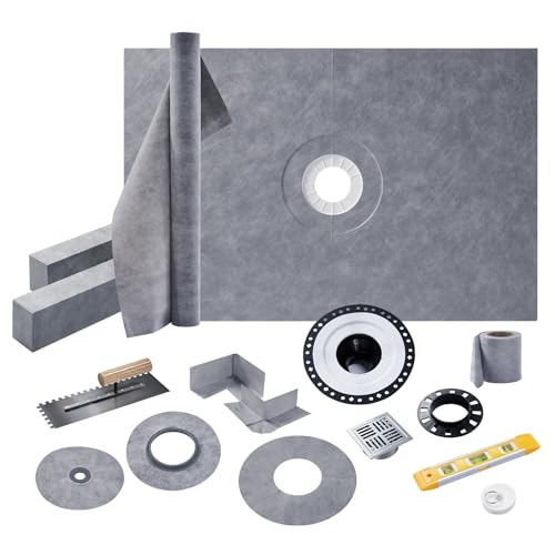 Albott 48" x 72" Shower Curb Kit, Center Drain, ABS Bonding Flange