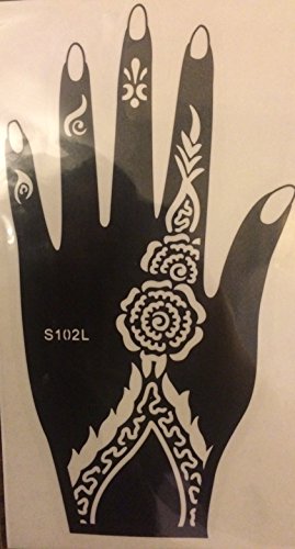 Ivana's - Henna Stencils Tattoo Mehndi Reusable Stickers Pack Of 5 (Left Hand)