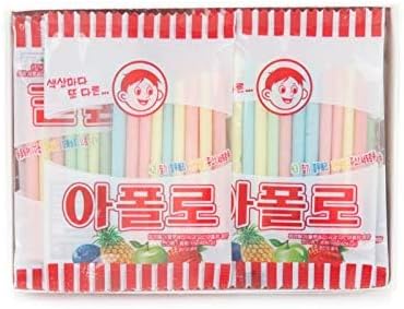 Apollo Straw Korea Candy (10g x 18 packs), Old School Childhood Korean Snack