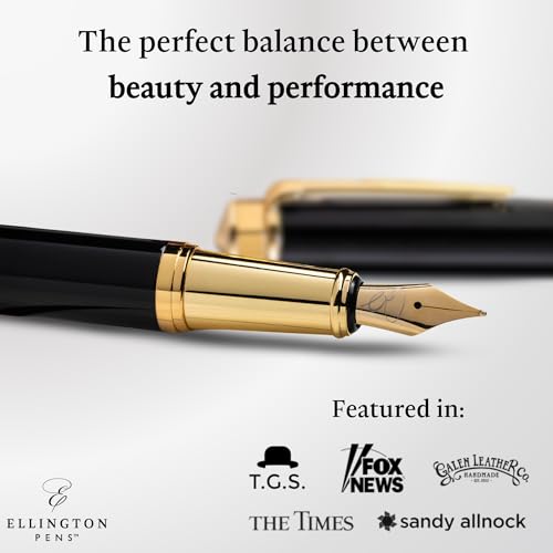 Image of Ellington Pens Luxury Fountain Pen Set- Extra Fine Nib- Includes 3 Ink Cartridges, Refillable Ink Converter, Gift Box -Fountain Pens For Writing, Calligraphy, Journaling, Sketching (Noble Heritage)