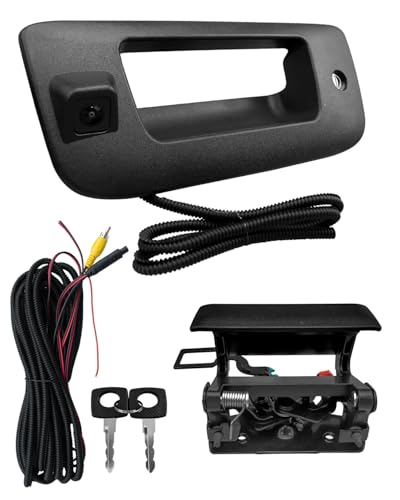 Image of Rear View Backup Camera Fit for Chevrolet Silverado GMC Sierra 1500 2500 HD 3500 HD 2007-2014, Rear Park Assist Reverse Camera Tailgate Handle Lock Cylinder Bezel Trim Kit