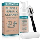 SHENMENG Suede Cleaner Kit, Shoe Cleaner for Suede, Nubuck & Leather Shoes, Sneakers, Boots, Bags, Clothes & Furniture – Safe Foam Formula with Brush & Towel, Removes Stains, Salt & Dirt, 6.76 Oz