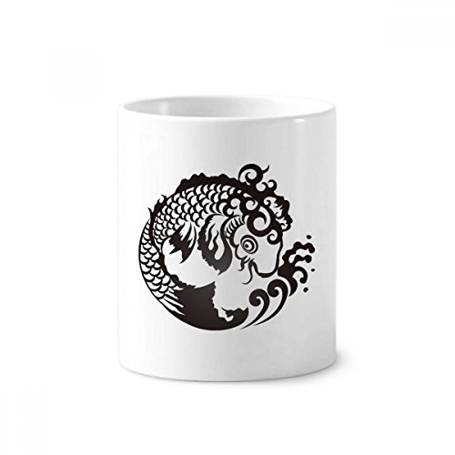 Porte brosse à dents en céramique à motif poisson, l'élégance d'un mug blanc minimaliste